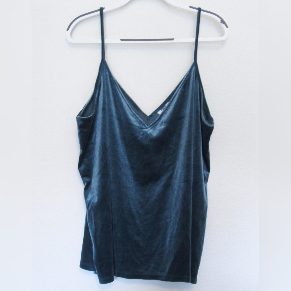Teal Velvet Double V-Neck Sleeveless Top